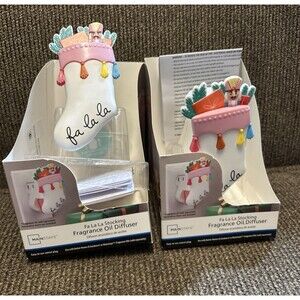 2 Mainstays FA LA LA STOCKING Christmas Fragrance Oil Diffuser  Holiday Plug-Ins